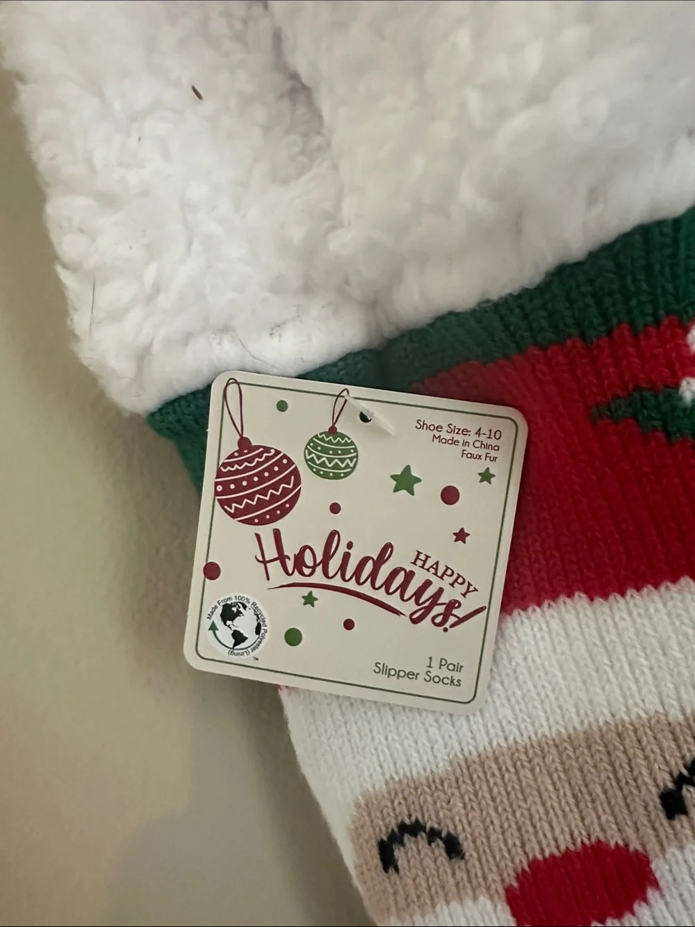 Holiday Santa Plush-Lined Red and White Cozy Socks